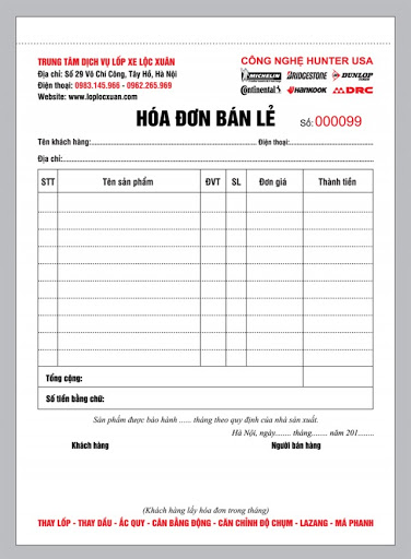 In hóa đơn bán lẻ tại Hà Nội